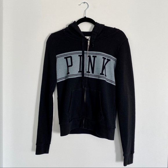 PINK Black Zip-Up Hoodie - Picture 1 of 1